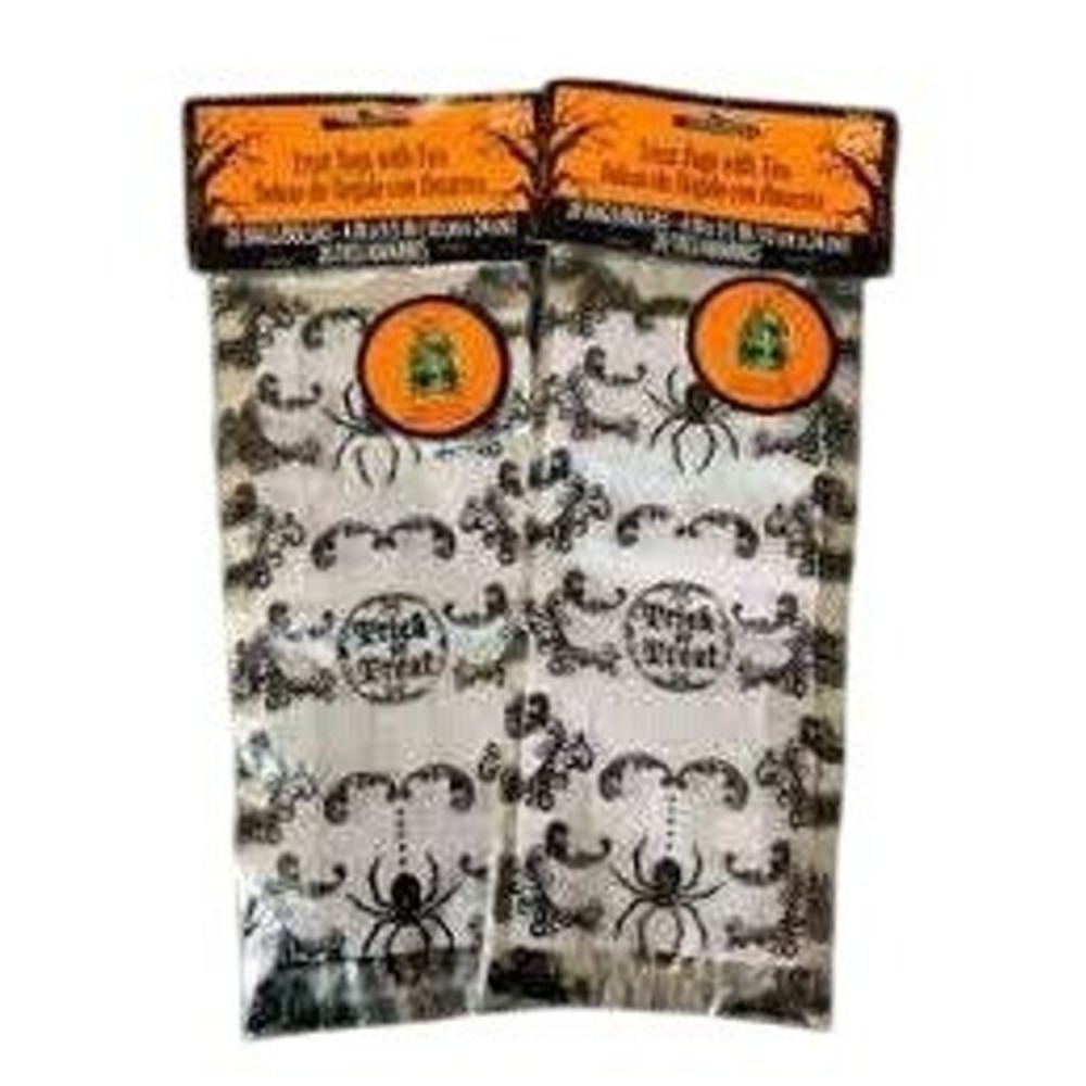 40 wilton Halloween Treat Bags with Ties Trick or Treat Spider Print 4"x9.5"